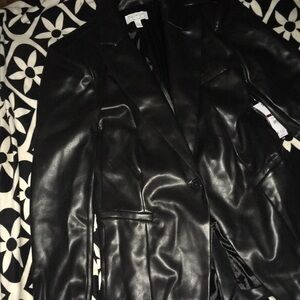 Sofia Black Faux Leather Blazer